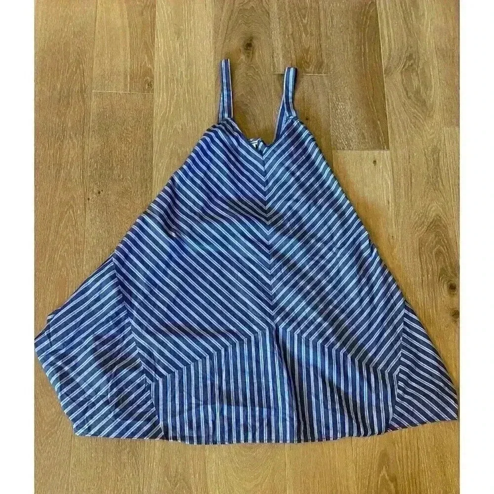 Holding Horses‎ Anthropologie Blue Stripe Handkerchief Dress Size XS/S Tie Back - Picture 2 of 8